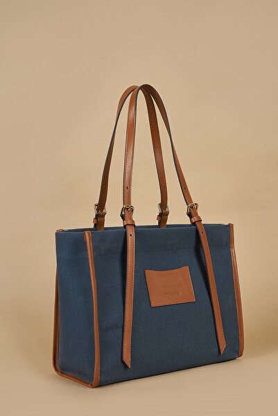 Twinsaction Kanvas Tote Denim Mavi