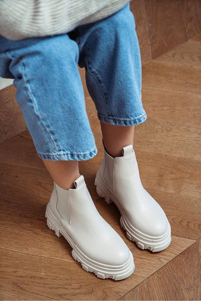 NİŞANTAŞI SHOES Dámské boty Moscow béžová matná guma s detailní plochou podrážkou