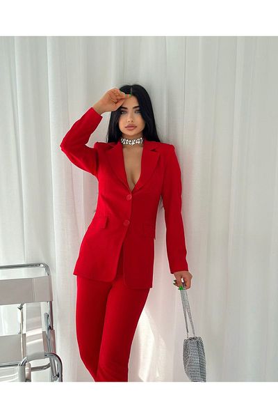 pembekurdelem Women's Jacket Trousers Set Red