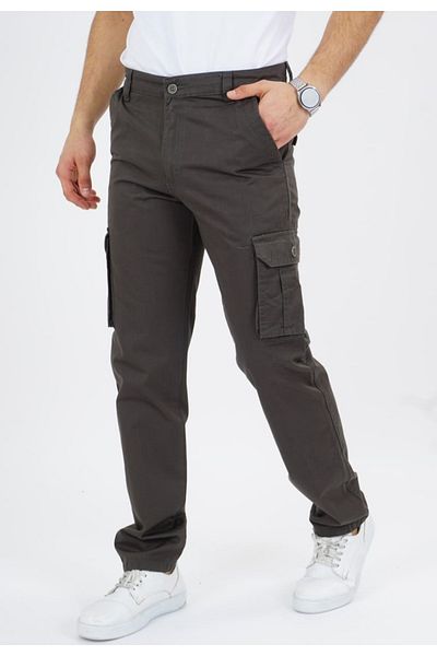 DYNAMO Men's Belted Straight Leg Side Pocket Cotton Cargo Pants