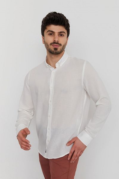 Cazador Мъжка риза с дълъг ръкав, едноцветна, воал, Джаз 2007 - 2017