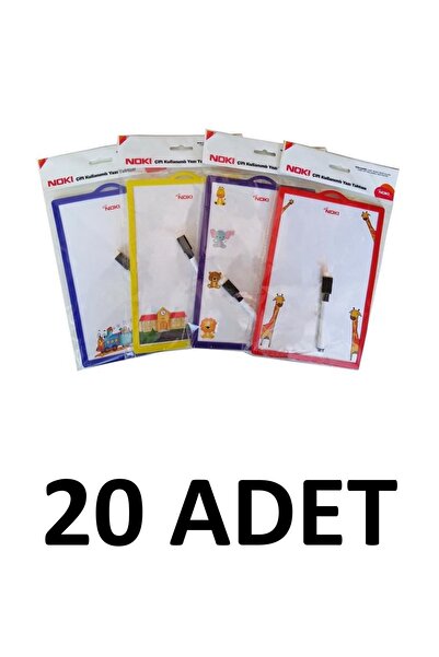 Noki 20 Adet Çift Taraflı 17x25 Cm Yazı Tahtası + Kalemi Karışık Renk