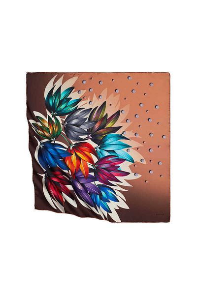 Bursa İpek Copper Diamond Pattern Silky Scarf