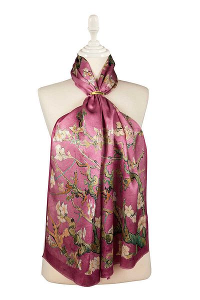 Bursa İpek Rose Dried Almond Flower Silk Scarf