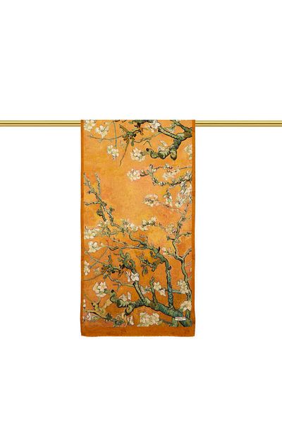 Bursa İpek Mustard Almond Flower Silk Scarf