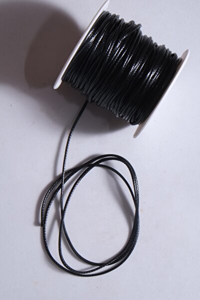 Eskişehir hobi sanat 25 Metre Siyah Renk 1.5 Mm Deri Görünümlü Kore Ipi Kolye...