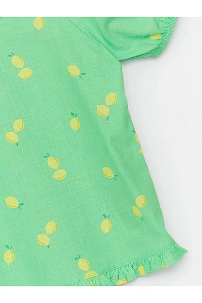 LC Waikiki Κοντομάνικη κοριτσίστικη μπλούζα Lcw Kids με τετράγωνο λαιμό
