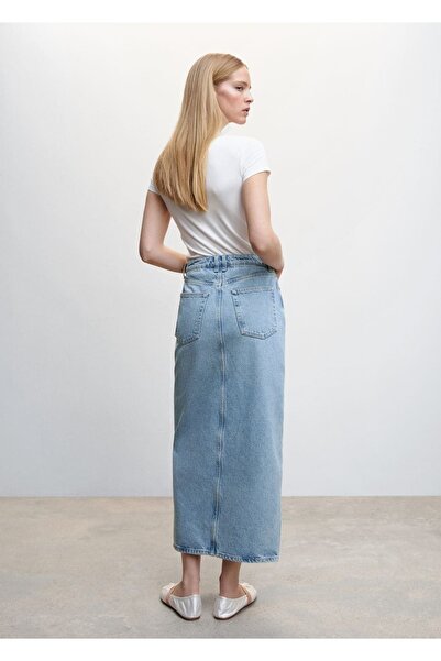 MANGO Woman Yırtmaçlı Denim Etek
