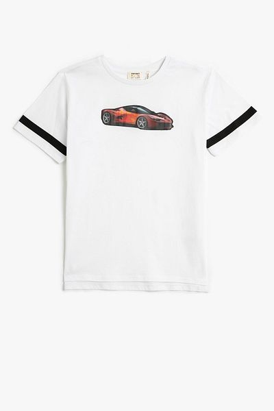 Koton Boy's Crew Neck Car Printed Short Sleeve T-Shirt 3skb10205tk