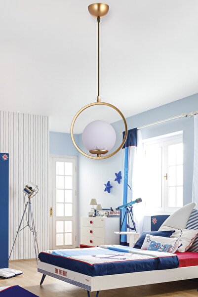 VK HOME AYDINLATMA Safir Opalcamlı Sarkıt Avize (gold)