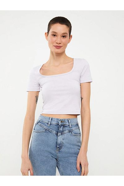 LC Waikiki Dámské triko Lcw Eco U Neck Plain s krátkým rukávem