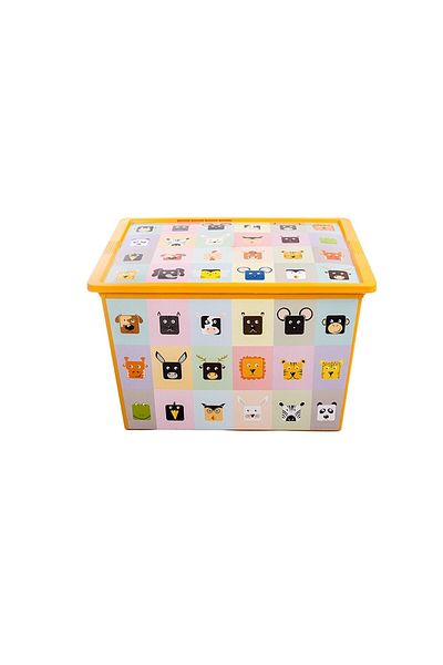 QUTU Trend Box Looking Learning Toy Storage Box 50 Liters with Wheels
