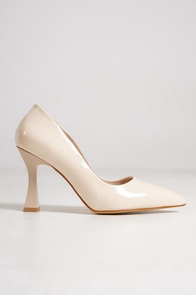 Modabuymus Kanger Beige Patent Leather Stiletto Goblet Heeled Shoes