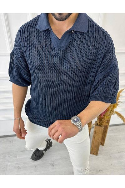 elkumoda Πλεκτό T-Shirt - Αναπνεύσιμο T-shirt Oversize