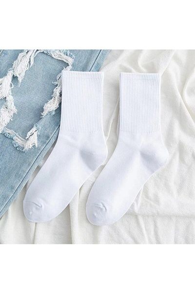 Önder 4 ζευγάρια Unisex μονόχρωμες μαύρες λευκές κολεγιακές κάλτσες