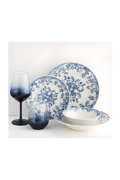 porselenden Blue Dream 6-Person Porcelain Pit Plate Set 23 cm