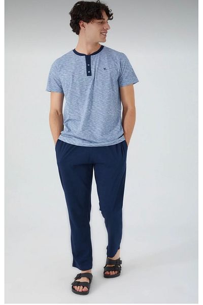 Argento Set pijama cu mânecă scurtă pentru bărbați Arnetta Reflection Ar2532-S İndigo 2Li M