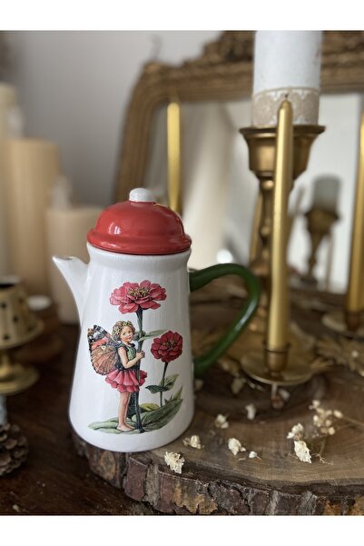 Handmadesign Kapaklı El Yapımı Seramik Sürahi - Çiçekli Kız Bahar Tema Pembe