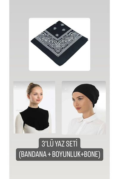 Shalista 3-Piece Summer Set Bonnet+Neck Collar+Ethnic Bandana