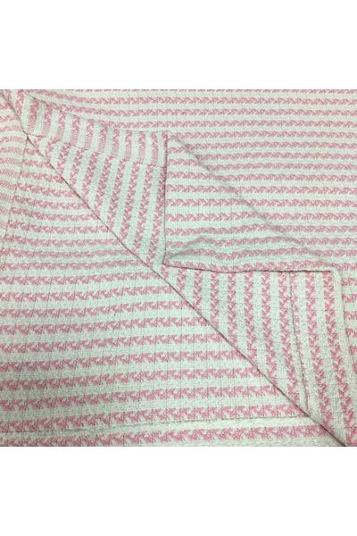 Renk Tekstil Krc Single Pink Knitted Stripe Textured Pique Blanket