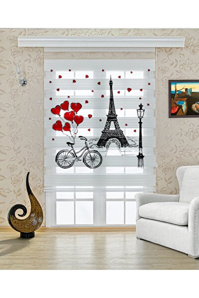 serir home Paris Eyfel Baskılı Zebra Perde Mutfak Ve Genç Odası Zebra Perde (...