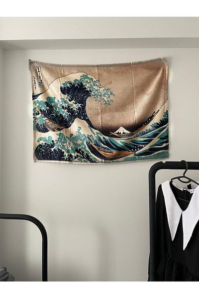 Planet Butik The Great Wave Off Kanagawa Wall Cloth - Wall Tapestry I 70 X 100 Cm