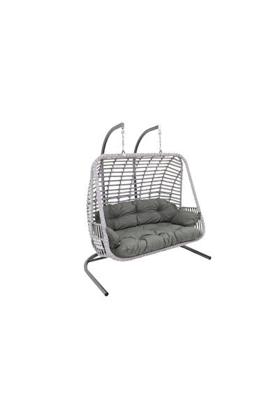 MONALİN HOME GARDEN Monalin Mobilya Kudüs Rattan El Örgüsü Çift Kişilik Balkon Teras Bahçe Salıncağı