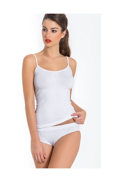 Miss Fit 1602 Λεπτό σχοινί λουράκι λευκό πλεκτό χωρίς ραφή, απαλό βασικό γυναικείο εσώρουχο κορσάζ