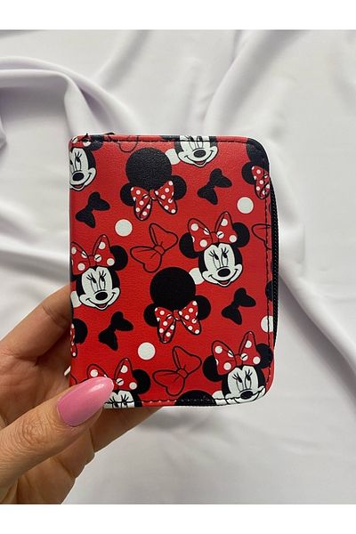 gokmentoy Minnie Mouse Heads Printed Red Wallet