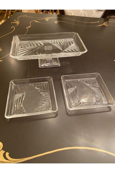 Paşabahçe Madlen Crystallin Serving Plates 3 Piece Set