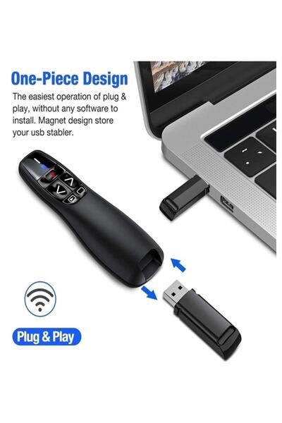 gaman 2.4ghz Kablosuz Usb Powerpoint Sunumu Dahili Alıcı Kırmızı Işık Uzaktan...