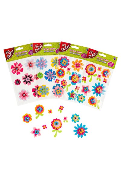 Bubu Bu-bu Stickers 3d Keçe Çiçek Karışık -sts010