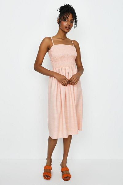 Select Moda Women's Pink Strap Gipe Detailed Dress