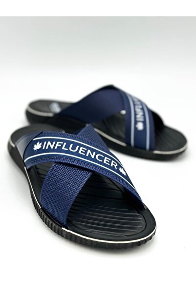 sermoda Інфлюенсер Чоловічі капці з перехрещеним ремінцем і спортивною застібкою Домашні капці Повсякденні капці 12412 Синій Білий