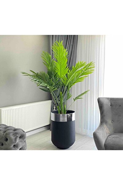 evdeniste Dekoratif Büyük Gümüş Saksı, Darbuka Saksı 60 Cm