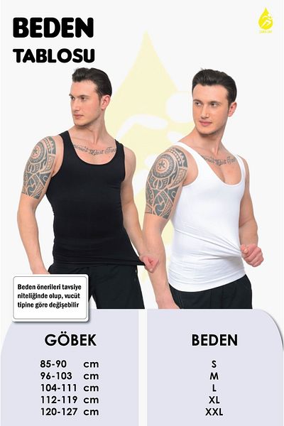 Sh Mağazacılık Premium Men's Corset Waist Chest Belly Size 2 White Tank Top