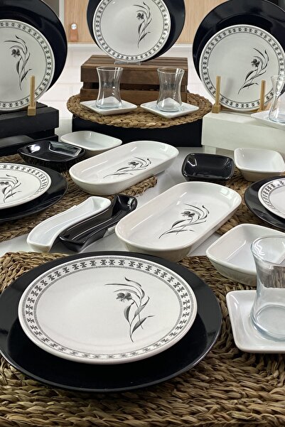 Keramika طقم إفطار فيولا 34 قطعة لـ 6 أشخاص باللون الأسود