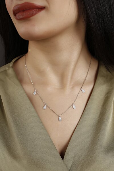 Lia Berto Kadın Damla Şans Model 925 Ayar Gümüş Kolye