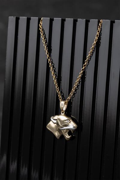 Uşaklıhafız 1945 14 Ayar Altın Kaplan Figürlü Kolye