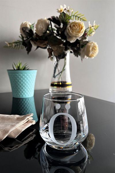 DECOSTYLE Laser Cut Non-Removable Glass Cup with Letter Ö - Suitable for Use as a Candle Holder-Pen Holder-Mini Vase 1 Piece