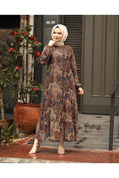 Pamuk Butik Γυναικείο φόρεμα σιφόν με μοτίβο σάλι Hijab