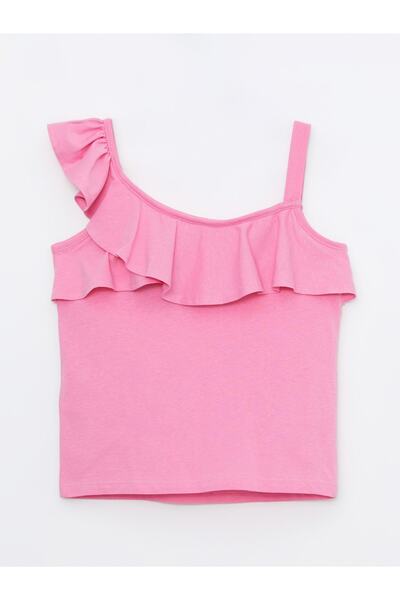 LC Waikiki Basic Tanktop aus Baumwolle mit Rüschendetail für Mädchen