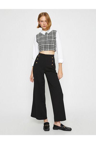 Koton Palazzo Trousers with Button Detail