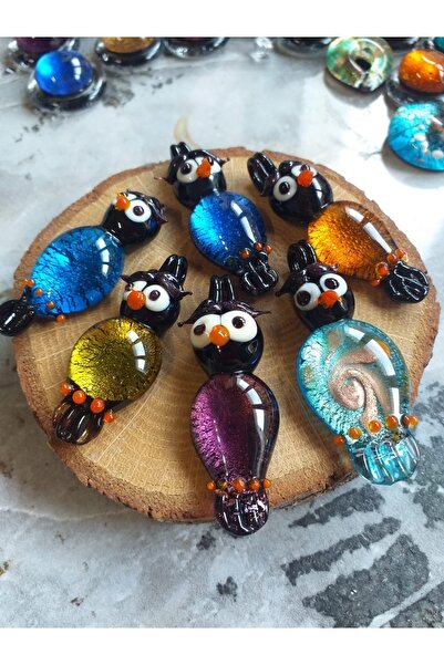 Atölye Şems Baykuş Tasarım Kolye Ucu Murano Cam