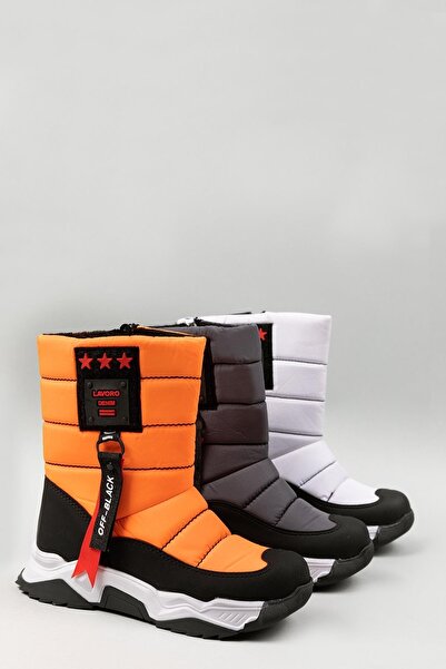 Kidata design Turuncu Su Geçirmez Içi Kürklü Kar Botu