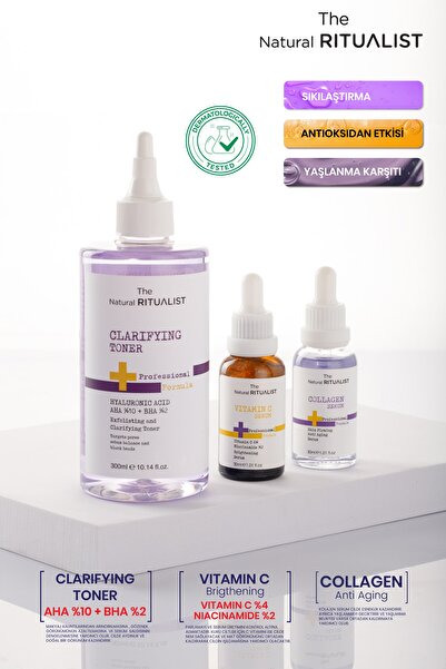 The Natural Ritualist Gözenek Sıkılaştırıcı Ve Aydınlatıcı Aha%10,bha%2,glycolic Asit,vitamin C%4 Cilt Bakım Seti