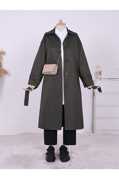 Modamorfo Trenchcoat mit geknöpfter Taille und Epaulettenärmeln