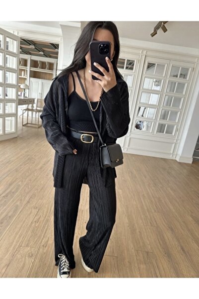 Aishes Boutique Black Crinkle Set