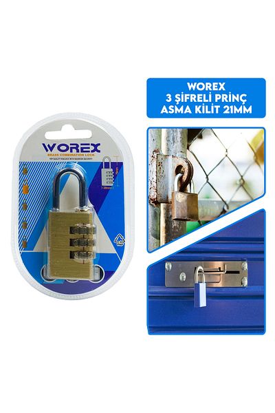worex 21mm Diameter 3 Combination Brass Padlock