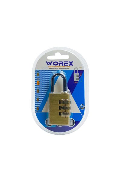 worex 21mm Diameter 3 Combination Brass Padlock